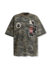 フロント全体のヴィンテージカモフォトプリントTシャツ