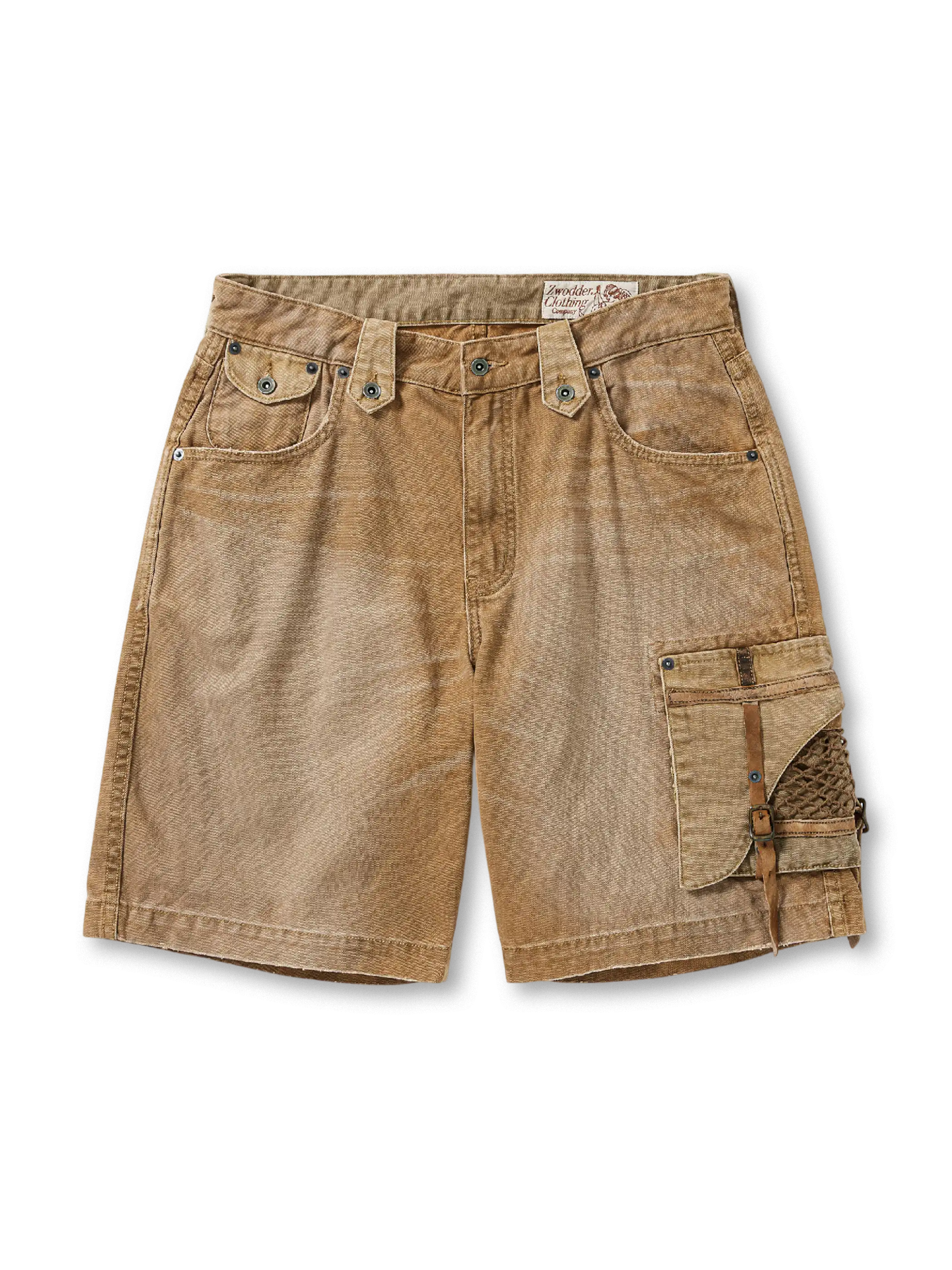 ロープネット付きウォッシュドキャンバスカーゴショーツ