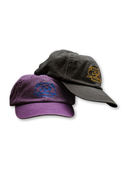 トロフィー刺繍ワッシャー加工キャップ(ブラック・パープル)並列