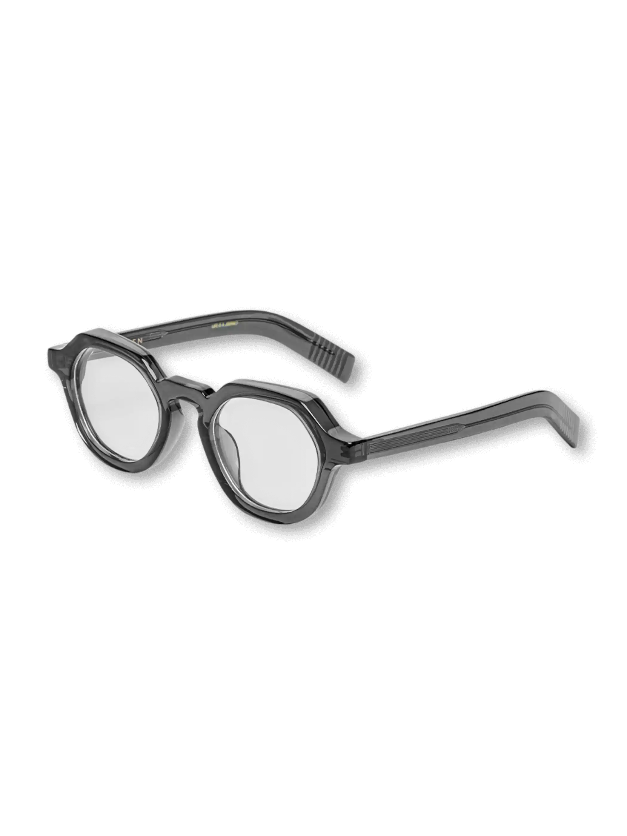 クラウンパント型メガネフレーム、透明感のあるグリーンカラー