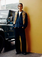 ダメージ加工ジッパーチェックシャツ