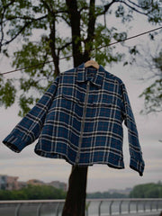 ダメージ加工ジッパーチェックシャツ