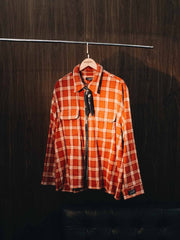 ダメージ加工ジッパーチェックシャツ