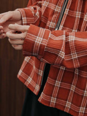 ダメージ加工ジッパーチェックシャツ