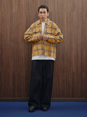 ダメージ加工ジッパーチェックシャツ