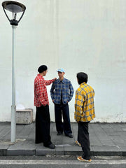 ダメージ加工ジッパーチェックシャツ