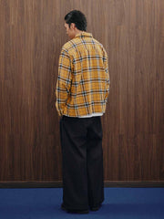 ダメージ加工ジッパーチェックシャツ