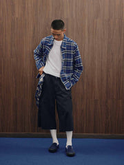 ダメージ加工ジッパーチェックシャツ