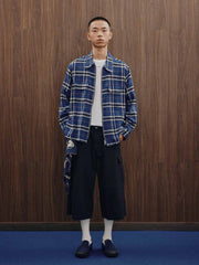 ダメージ加工ジッパーチェックシャツ
