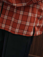 ダメージ加工ジッパーチェックシャツ