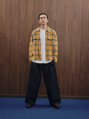 ダメージ加工ジッパーチェックシャツ