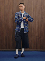 ダメージ加工ジッパーチェックシャツ