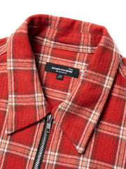 ダメージ加工ジッパーチェックシャツ