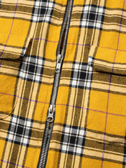 ダメージ加工ジッパーチェックシャツ