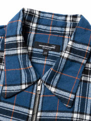 ダメージ加工ジッパーチェックシャツ