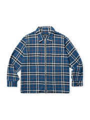 ダメージ加工ジッパーチェックシャツ