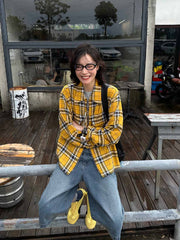 ダメージ加工ジッパーチェックシャツ