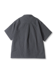 グリッドテック ワークシャツ 半袖全体(パープルグリッド柄)