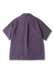 グリッドテック ワークシャツ 半袖全体(パープルグリッド柄)