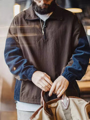 レトロコンビネーションハーフジップジャケット