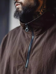 レトロコンビネーションハーフジップジャケット