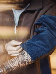 レトロコンビネーションハーフジップジャケット