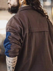 レトロコンビネーションハーフジップジャケット