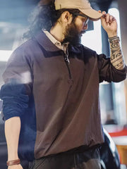 レトロコンビネーションハーフジップジャケット