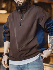 レトロコンビネーションハーフジップジャケット