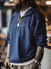 カラーブロック フード デッキジャケット