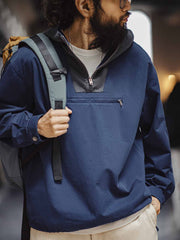 カラーブロック フード デッキジャケット