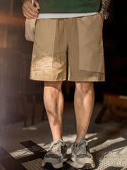 カーキ×同色切り替えポケット 速乾ワイドショーツ