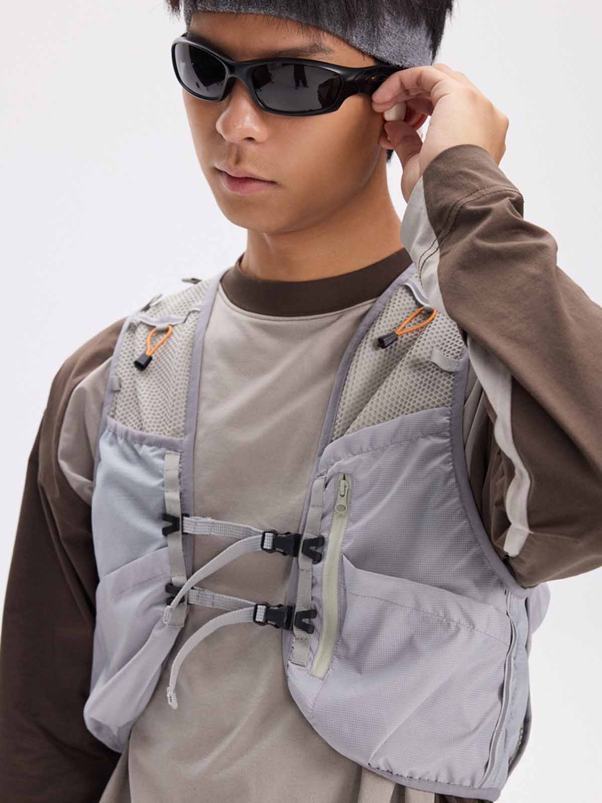 工装カラーブロック機能性ベスト 全体展示