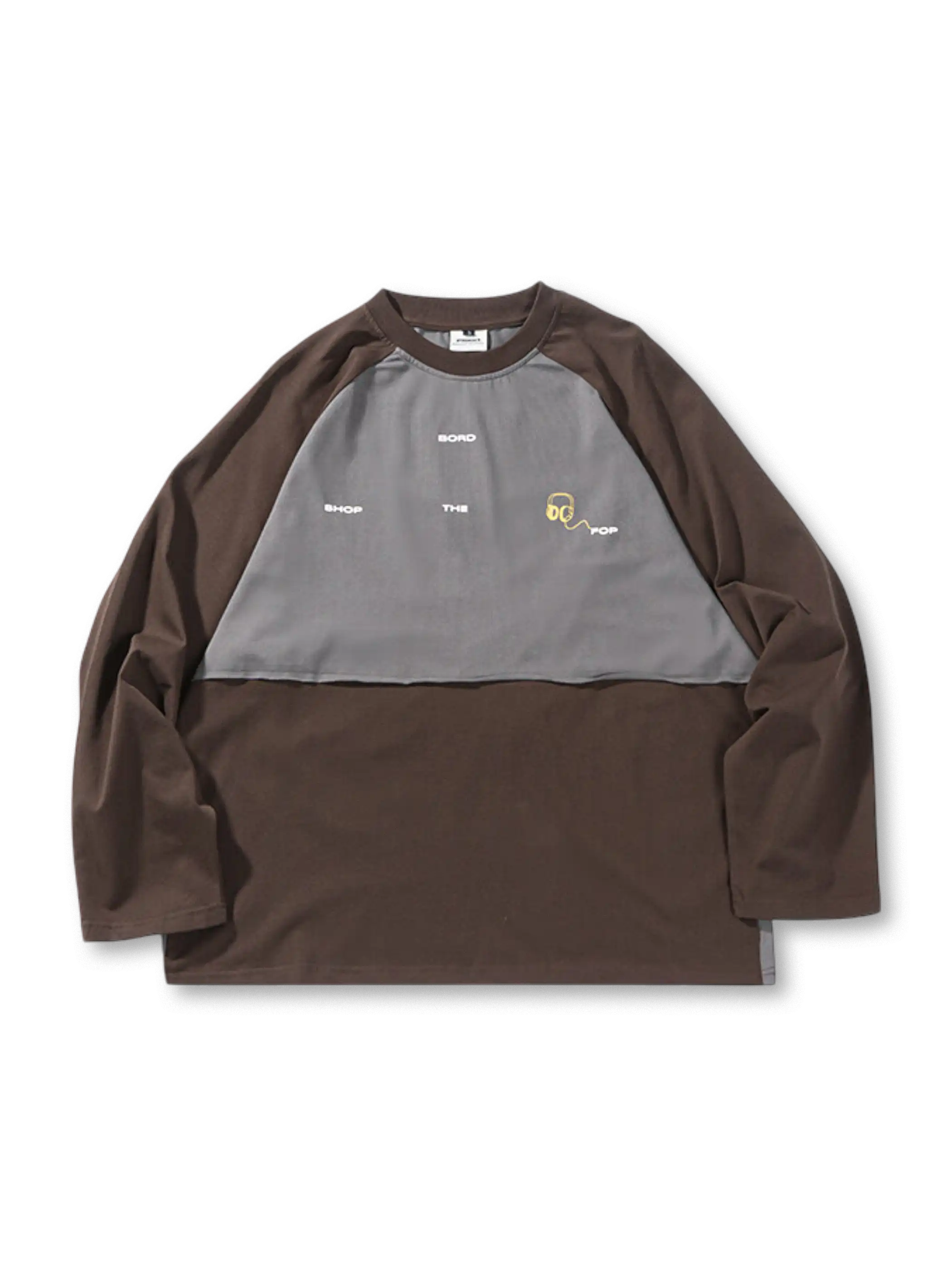 カラー配色のラグランスリーブ長袖Tシャツ