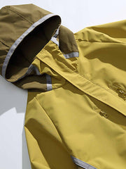 アウトドア マルチジッパー フーデッドパッチワークジャケット