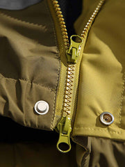 アウトドア マルチジッパー フーデッドパッチワークジャケット