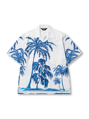 椰子の木柄がプリントされた半袖アロハシャツ