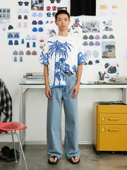 パームツリー ハンドペイント アロハシャツ