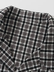 ユニセックスチェックオープンカラーシャツ