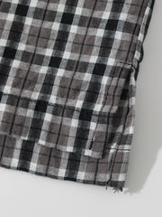 ユニセックスチェックオープンカラーシャツ