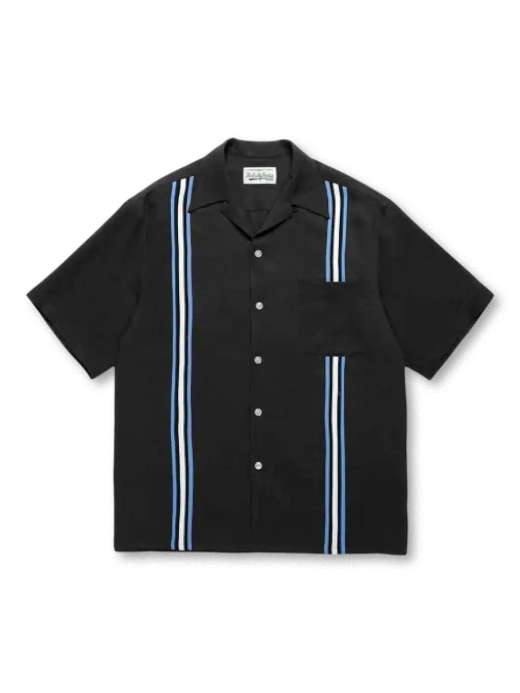 【初売り】 ツートーンストライプ開襟シャツ-PESSOA CLUB トップス
