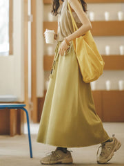 オリーブグリーン ドローストリング Aライン スカート