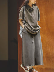 オリーブグリーン ドローストリング Aライン スカート