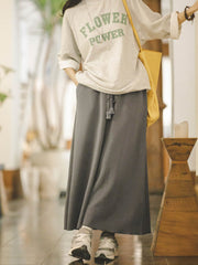 オリーブグリーン ドローストリング Aライン スカート