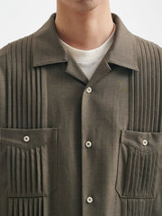 キューバカラーオルガンプリーツ半袖シャツ