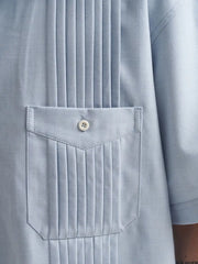 キューバカラーオルガンプリーツ半袖シャツ