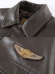 襟付き レザーフライトジャケット