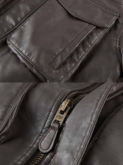 襟付き レザーフライトジャケット