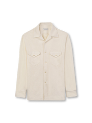 333g平編みコットンとヴィンテージミリタリーデザインが特徴のキューバンカラー長袖シャツ