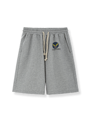 エアフォースバッジ刺繍とドローコード付きウエストのスウェット素材ショートパンツ